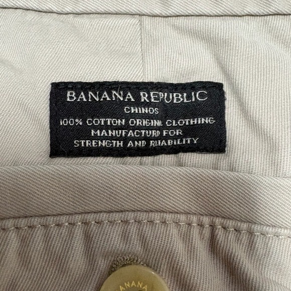 Banana Republic Emerson Chino Pants Khaki Mens 35x29 Cotton Flat Front - Picture 5 of 7